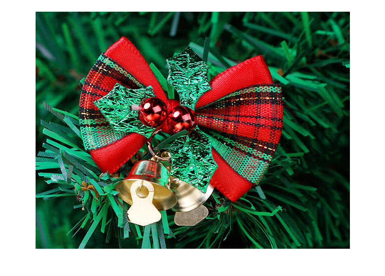 Mini Bow Christmas tree decoration Christmas gift box dress up Christmas DIY accessories bow bell ornaments