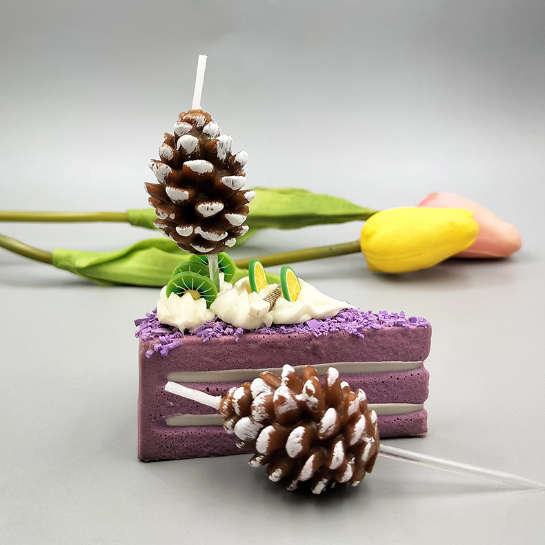 New Creative Christmas Pine Cone Shape Christmas Candle Christmas Party Cake Decoration Birthday Candle