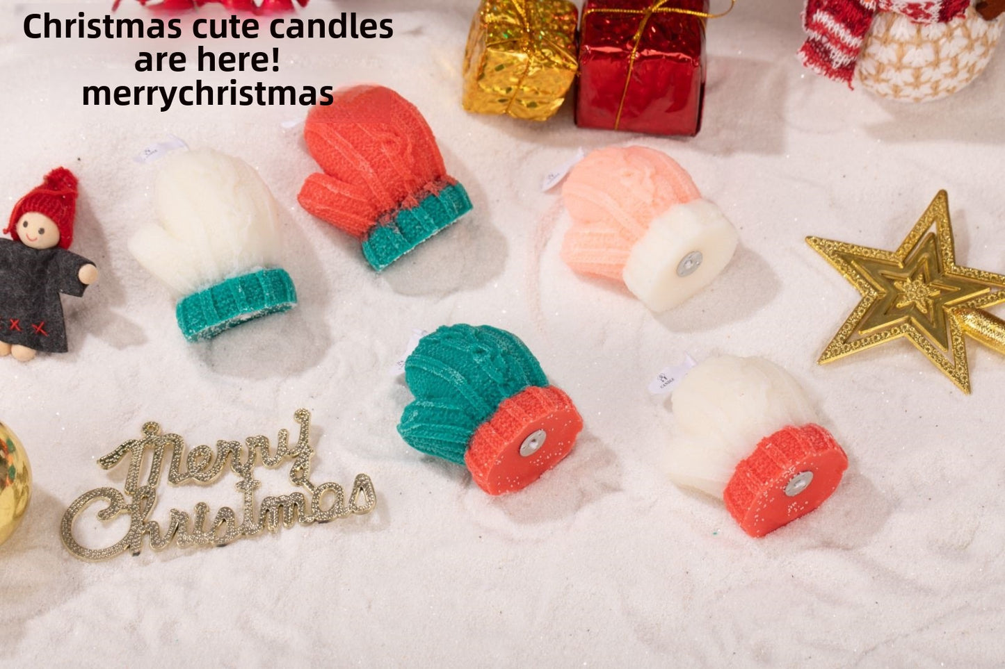 Christmas Wool Small Gloves Fragrance Candle Holiday Gift Ins Photo Props DIY Creative Decoration Aromatherapy Candle