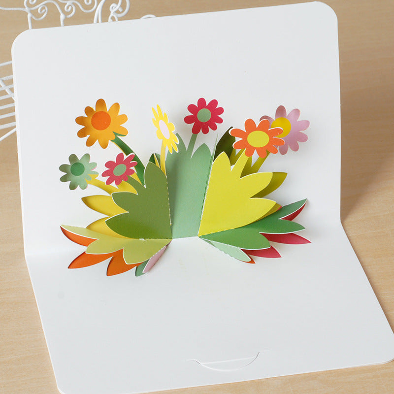 Birthday Cake 3D Stereoscopic Greeting Cards Ins Style Holiday Invitation Girlfriends' Gift Creative Folding Paper Carving Blessing Card