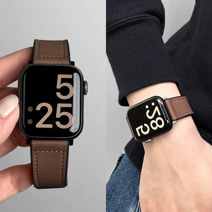 Applicable to Apple Android Huaqiang North watchS9/S10New Crazy Horse Leather Silicone Magnetic All-Match Smart Watch