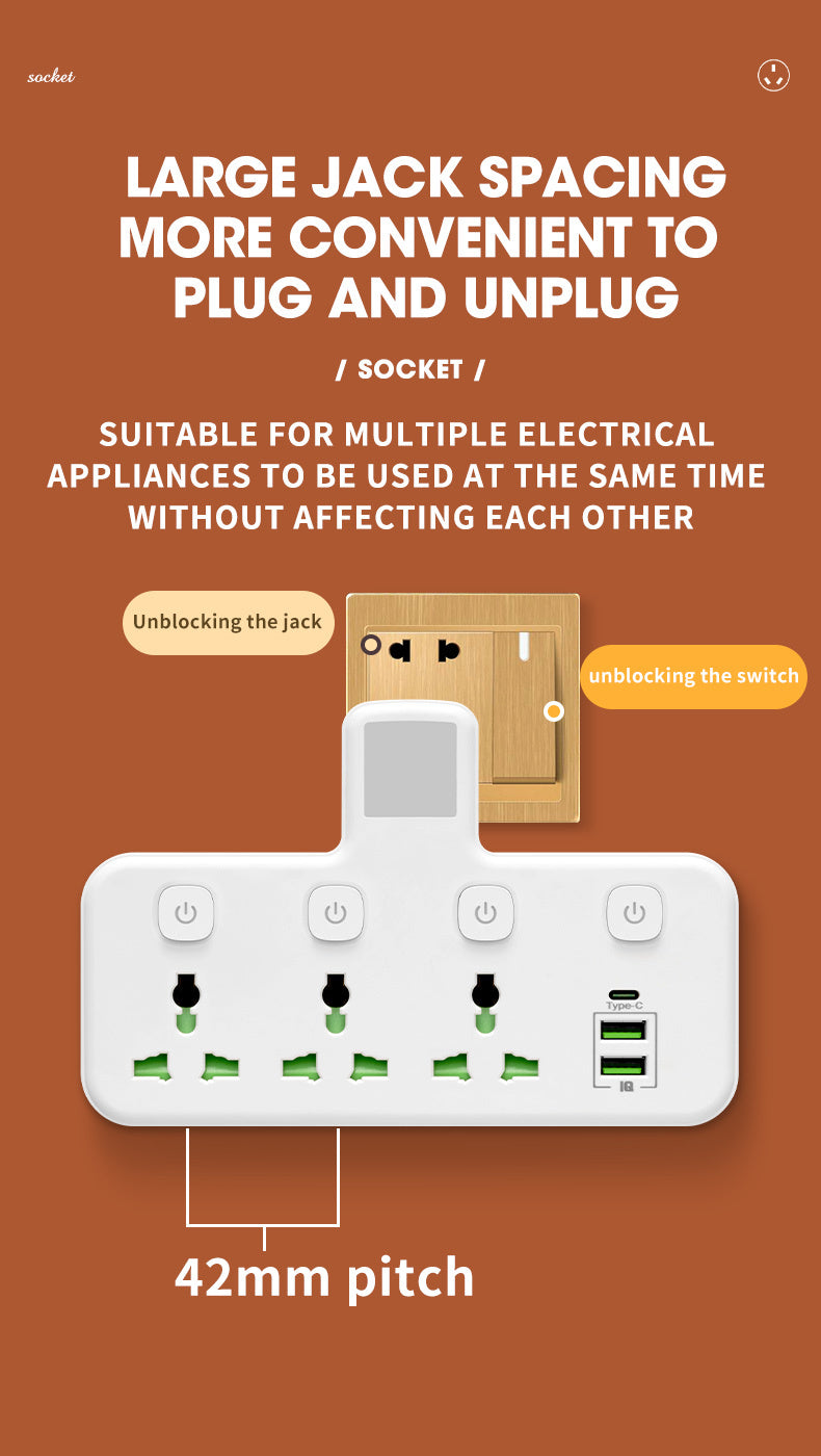 New British Standard Hong Kong Version Converter British and American European Standard Power Strip Conversion Plug PD Fast Charge USB Socket Wireless Power Strip