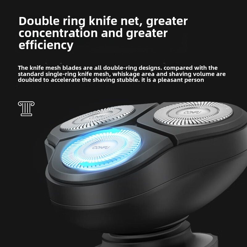 Kangfu Shaver Electric Rotary Type Fully Washable Shaver Magnetic Suction Cutter Head Lasting Endurance G1Gift Box