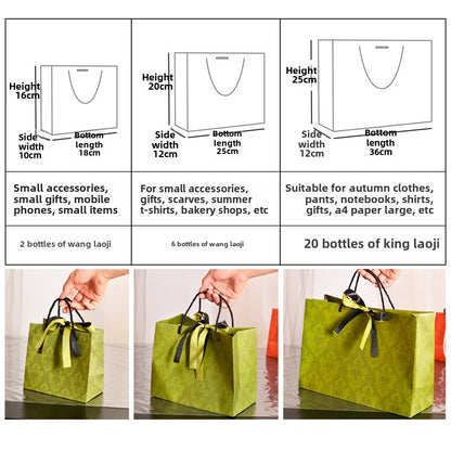 Green Mid-Autumn Festival Gift Bag Gift Packaging Bag Light Luxury Clothing Bag Candy Buggy Bag Free Ribbon