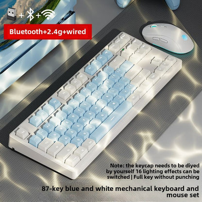 Pioneer Wireless Bluetooth Three-Model Mechanical Keyboard Keyclick Linear Action Computer E-Sports Gaming Office Keyboard Alternate Action Or Ergonamic