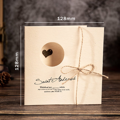 Creative Retro Greeting Card Kraft Paper Dried Flower Blessing Card Simple DIY Birthday Qixi Christmas Mid-Autumn Festival