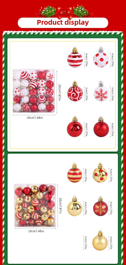 New Christmas Ball Sets of Boxes 4cm/50PCs Set of Boxes Christmas Tree Hanging Ball EU Standard Christmas Decoration