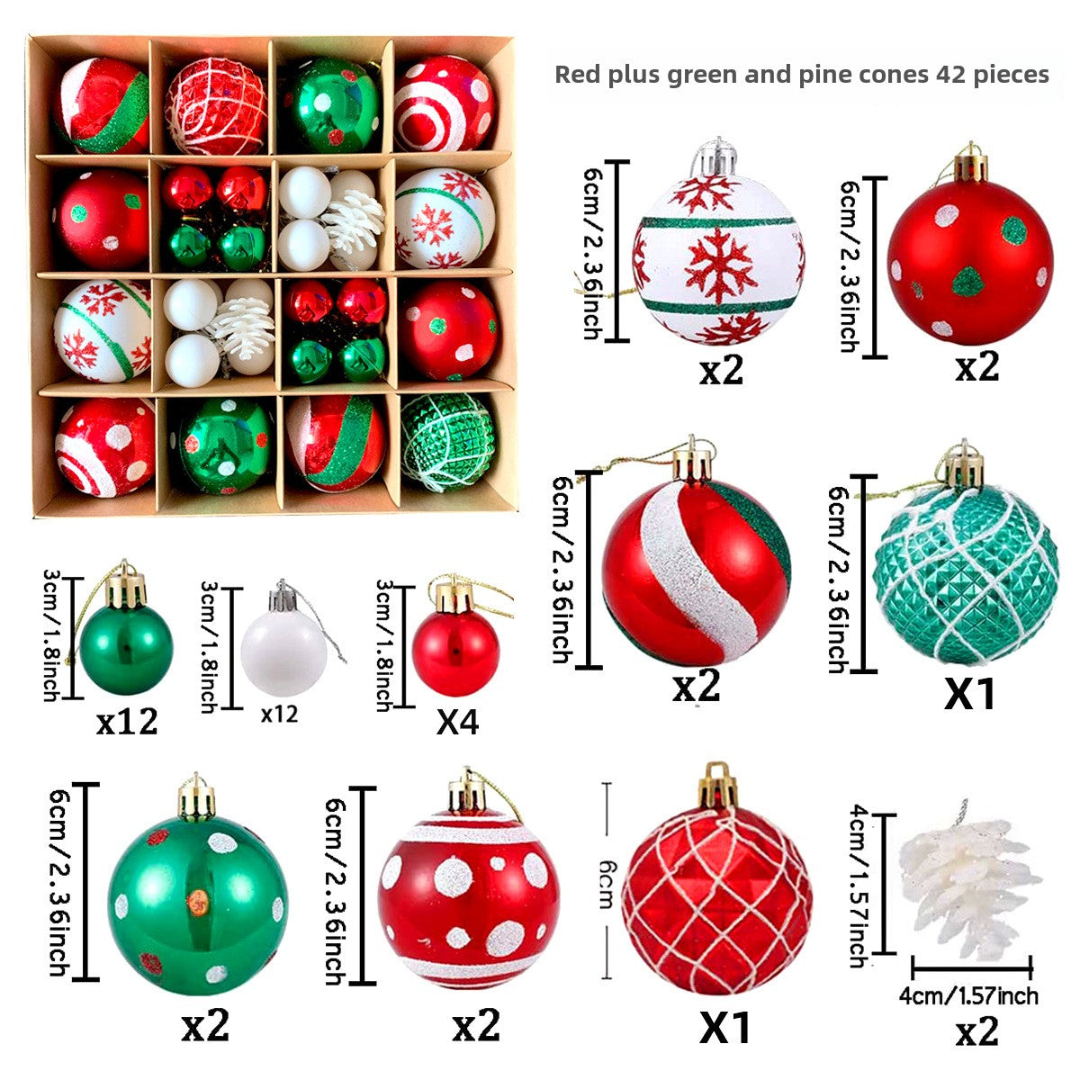 Christmas Decoration 6cm Electroplating Ball Plastic Ball Shaped Painted Christmas Ball Gift Christmas Tree Pendant