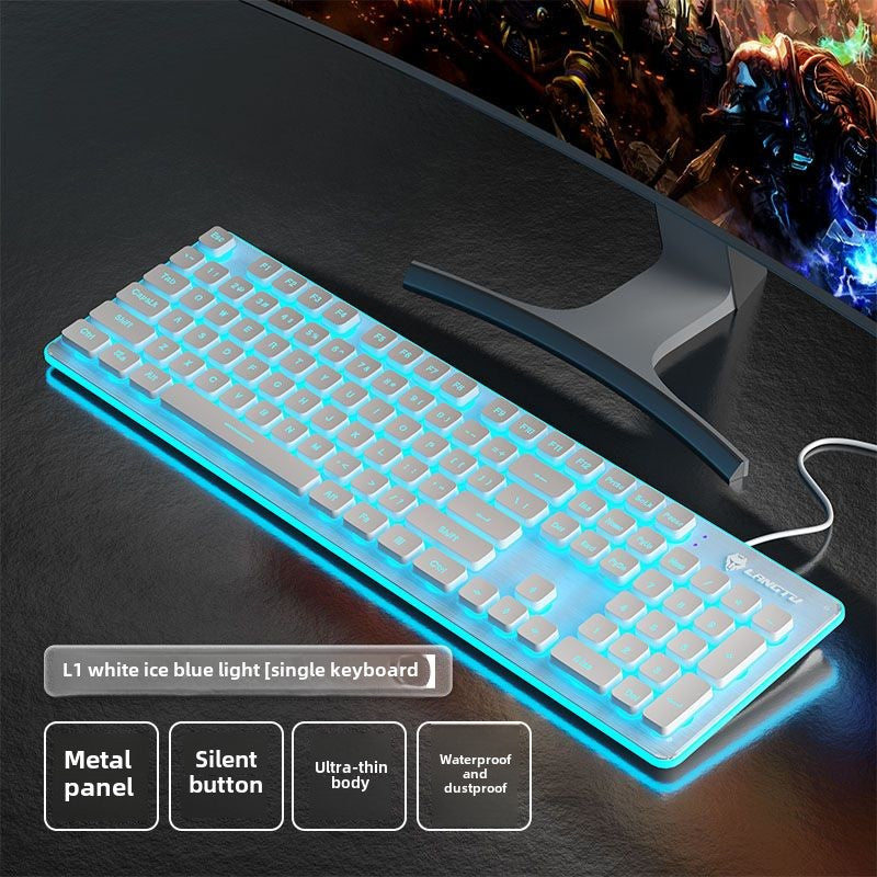 Wolf Road L1Mute Keyboard Mouse Suit Wired Luminous Computer Office Universal Double Injection Non-Fading Key Cap