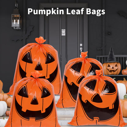 Halloween Pumpkin Leaf Bag 24*30 Inch Halloween Spoof Pumpkin Skull Expression Decoration Ornaments