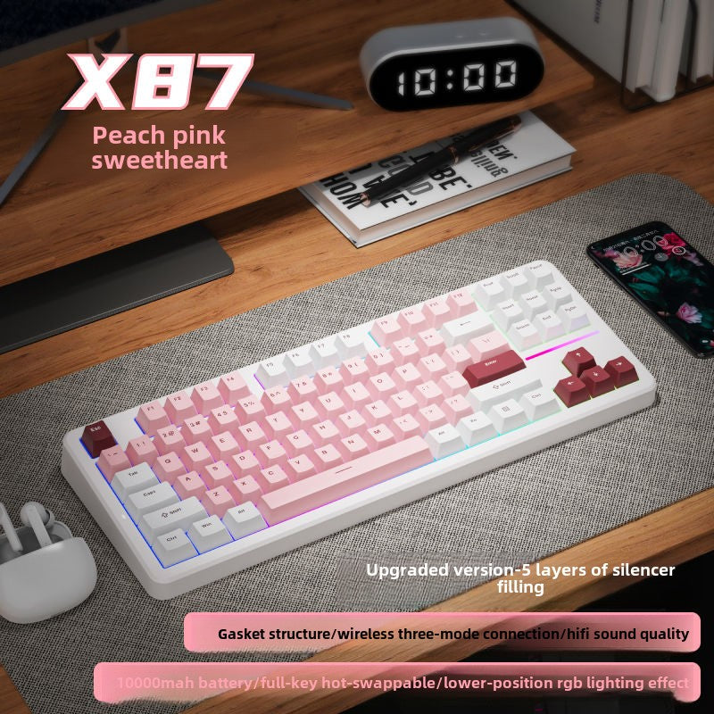 Forerunner X87Customized Mechanical Keyboard gasket Structure Side Carved Wireless Three-Mode Bluetooth Mahjong Sound HiFi