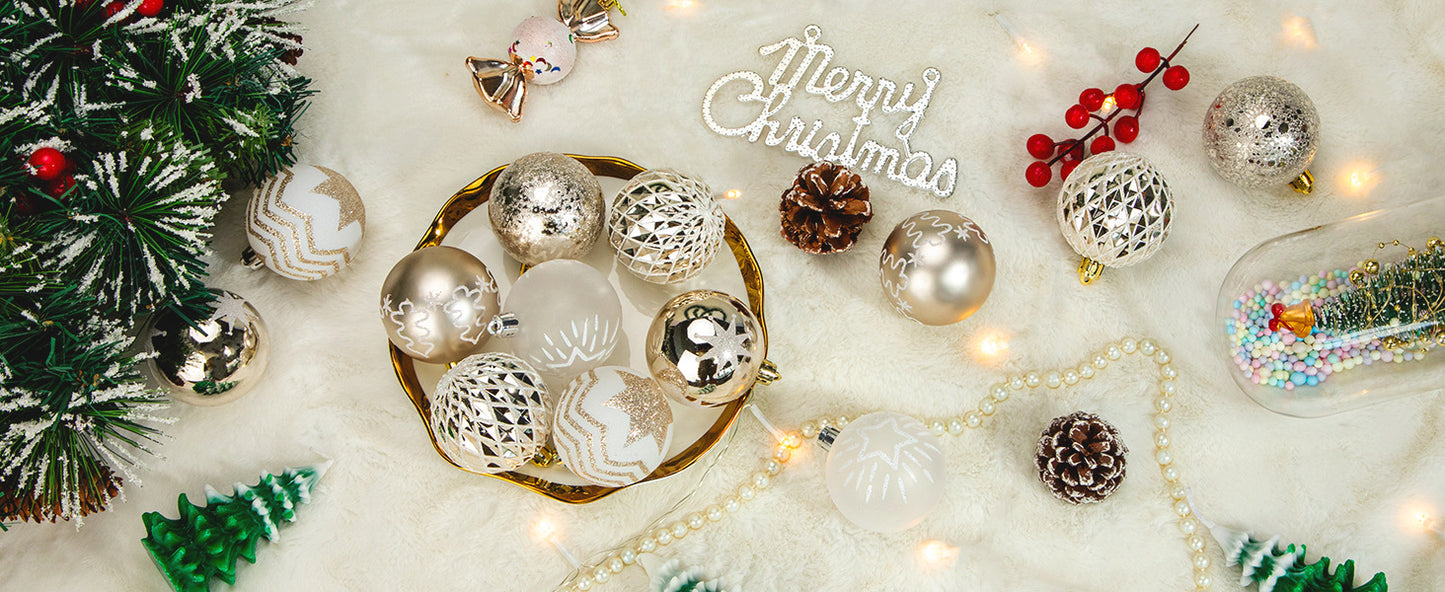 Christmas New Decoration Champagne Gold White Christmas Ball Decoration Christmas Tree Decoration Home Party Decoration