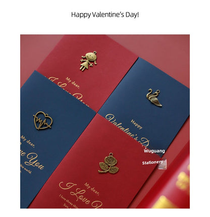 Oath Card Vintage Metal DIY Thank-You Card Kinds of Paper Bronzing Valentine's Day Greeting Card Invitation Card of Wedding