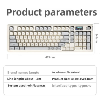 Wolf Road LX980Wired Mute Keyboard Suit RGB Display Screen98Matching Computer Office Typing Game Universal