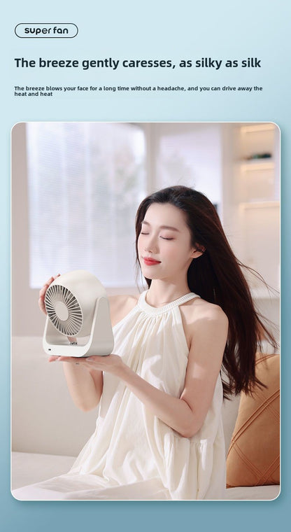 Electric Fan Small Desktop Fan Office Desk Home Desk Type Electric Fan USB Rechargeable Bedroom Strong Mute