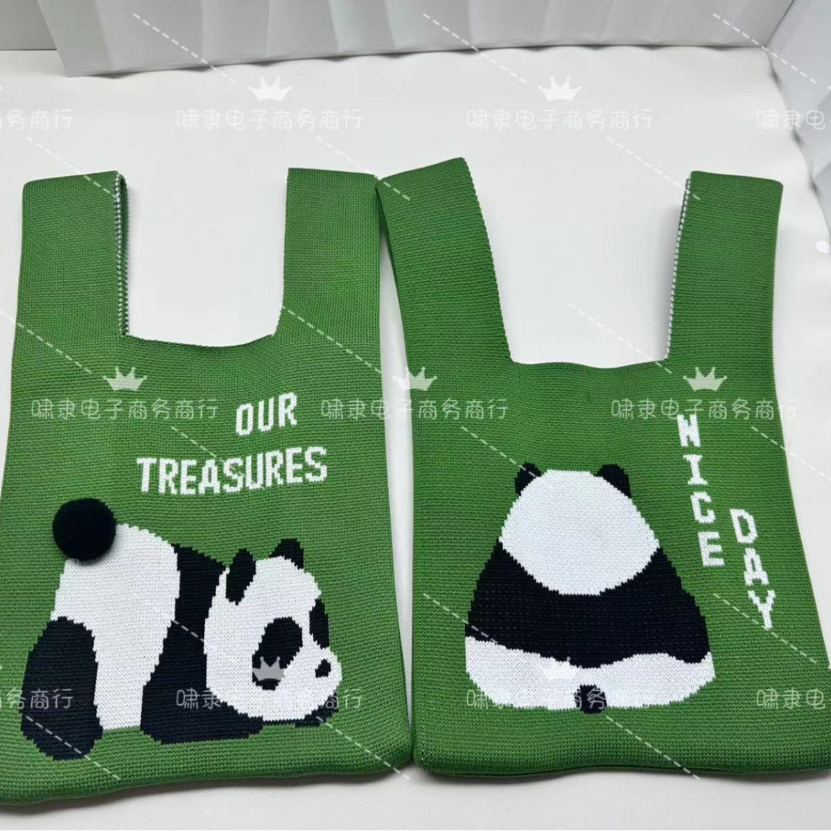 Panda Knitted National Style Panda Moon Cake Handbag Baking Green Bean Cake Biscuit Packaging Knitted Gift Band Gift