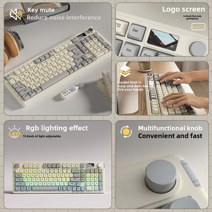 Wolf Road LX980Wired Mute Keyboard Suit RGB Display Screen98Matching Computer Office Typing Game Universal