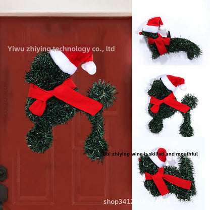 Christmas Hat Simulation Animal Garland Led Luminous Front Door Decoration Christmas Atmosphere Decoration Pendant