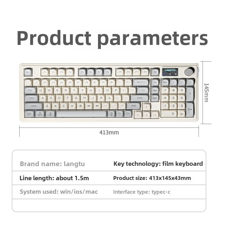 Wolf Road LX980Wired Mute Keyboard Suit RGB Display Screen98Matching Computer Office Typing Game Universal