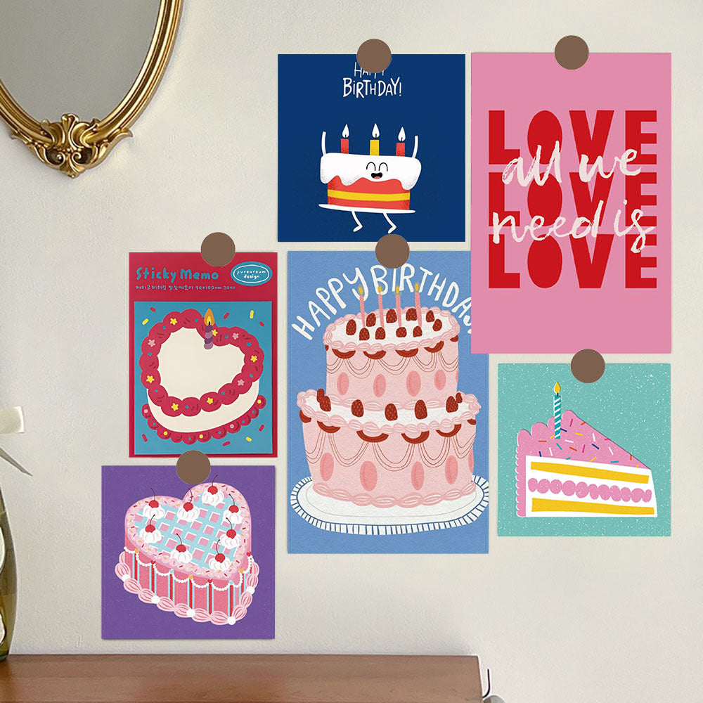 15 Birthday Greeting Cards Cake Series Cards Romantic Blessing Postcards Bedroom Dorm Decorative Wall Sticker