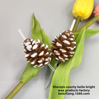 New Creative Christmas Pine Cone Shape Christmas Candle Christmas Party Cake Decoration Birthday Candle