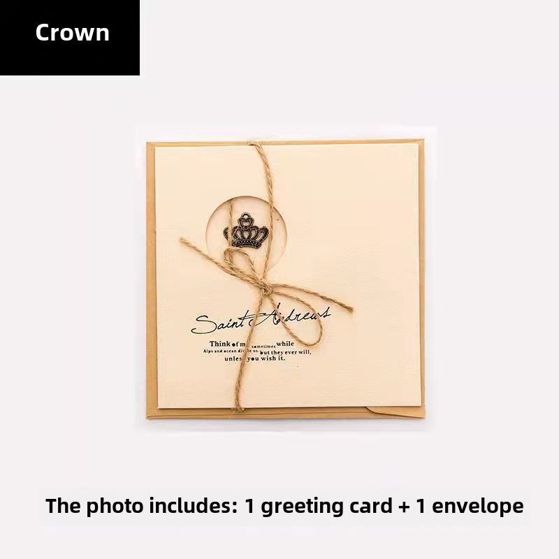 Creative Retro Greeting Card Kraft Paper Dried Flower Blessing Card Simple DIY Birthday Qixi Christmas Mid-Autumn Festival