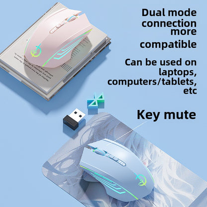 Wireless Mouse Bluetooth Three-Mode Charging Programming Macro Gaming Electronic Sports Dedicated Mute Audio Computer Notebook Universal