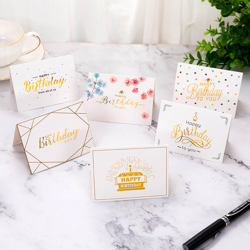 INS Birthday Thanks Simple Gilding Greeting Card Flower Shop Gift Festival Message Card