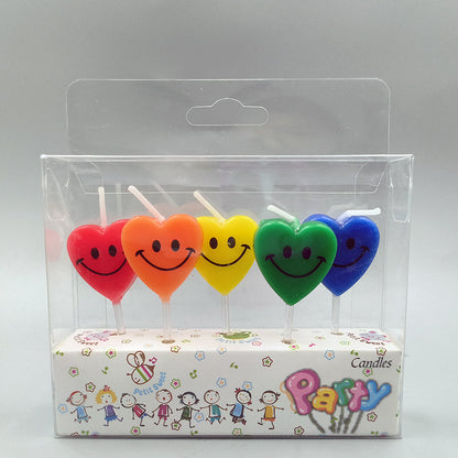 Direct Selling Children's Creative Heart-Shaped Smiling Face Birthday Candle Cake Decoration Full-Year Birthday Party Candle