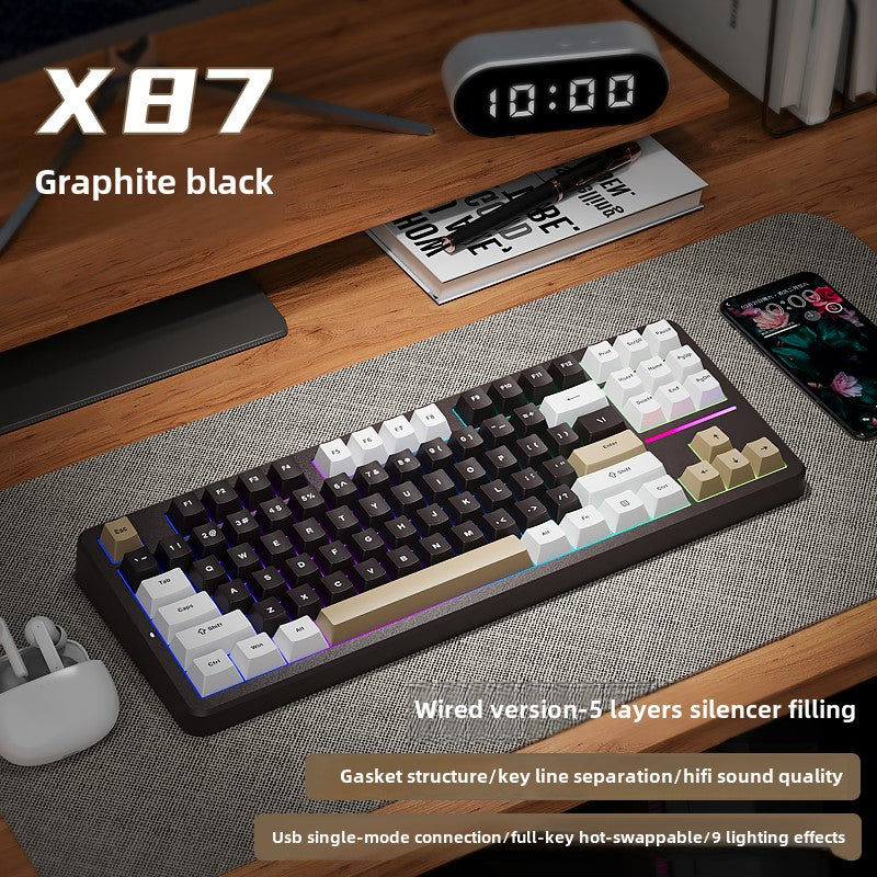 Forerunner X87Customized Mechanical Keyboard gasket Structure Side Carved Wireless Three-Mode Bluetooth Mahjong Sound HiFi