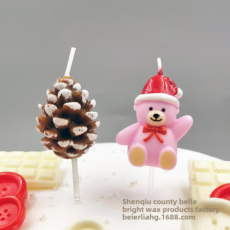 New Creative Christmas Pine Cone Shape Christmas Candle Christmas Party Cake Decoration Birthday Candle