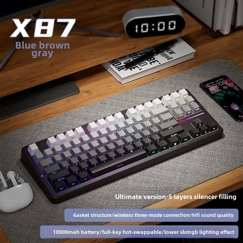 Forerunner X87Customized Mechanical Keyboard gasket Structure Side Carved Wireless Three-Mode Bluetooth Mahjong Sound HiFi