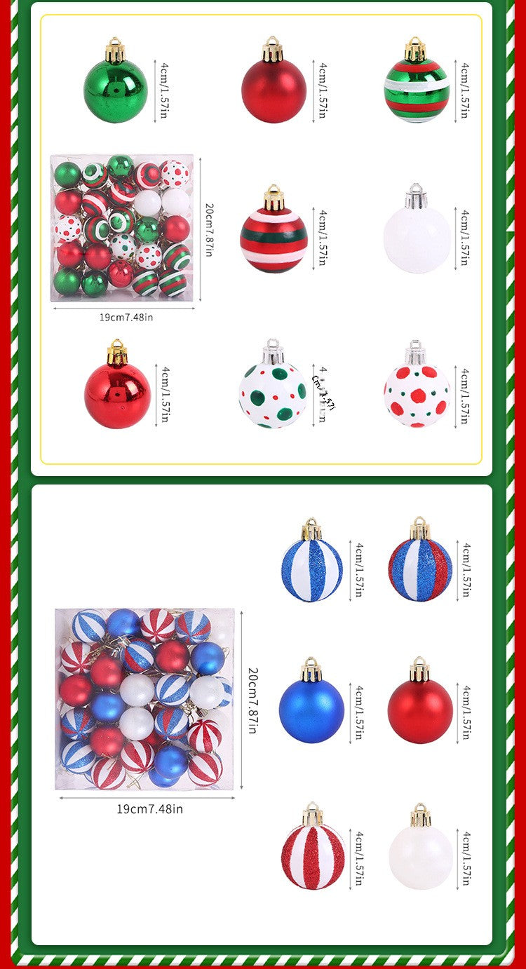 New Christmas Ball Sets of Boxes 4cm/50PCs Set of Boxes Christmas Tree Hanging Ball EU Standard Christmas Decoration