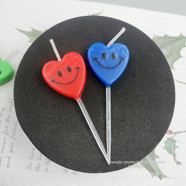 Direct Selling Children's Creative Heart-Shaped Smiling Face Birthday Candle Cake Decoration Full-Year Birthday Party Candle