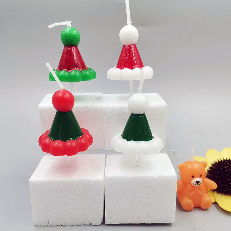 Christmas Hat Candle Atmosphere Decorative Candle Children's Cake Decorative Cute Christmas Hat Candle Creative