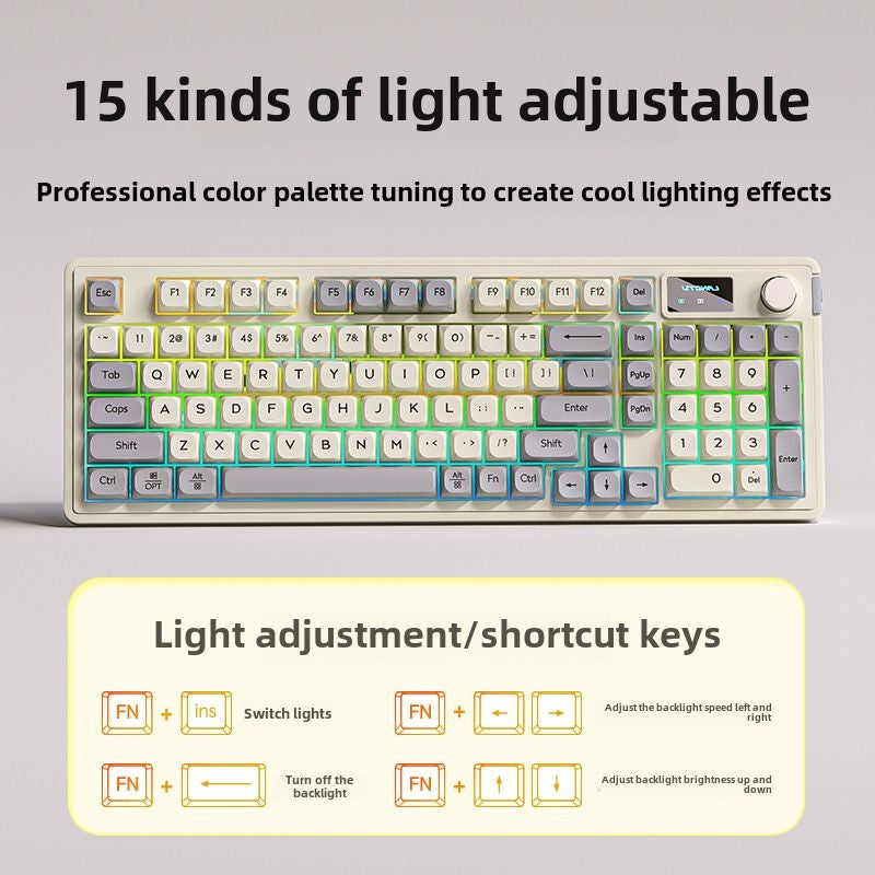 Wolf Road LX980Wired Mute Keyboard Suit RGB Display Screen98Matching Computer Office Typing Game Universal