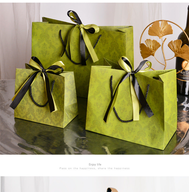 Green Mid-Autumn Festival Gift Bag Gift Packaging Bag Light Luxury Clothing Bag Candy Buggy Bag Free Ribbon