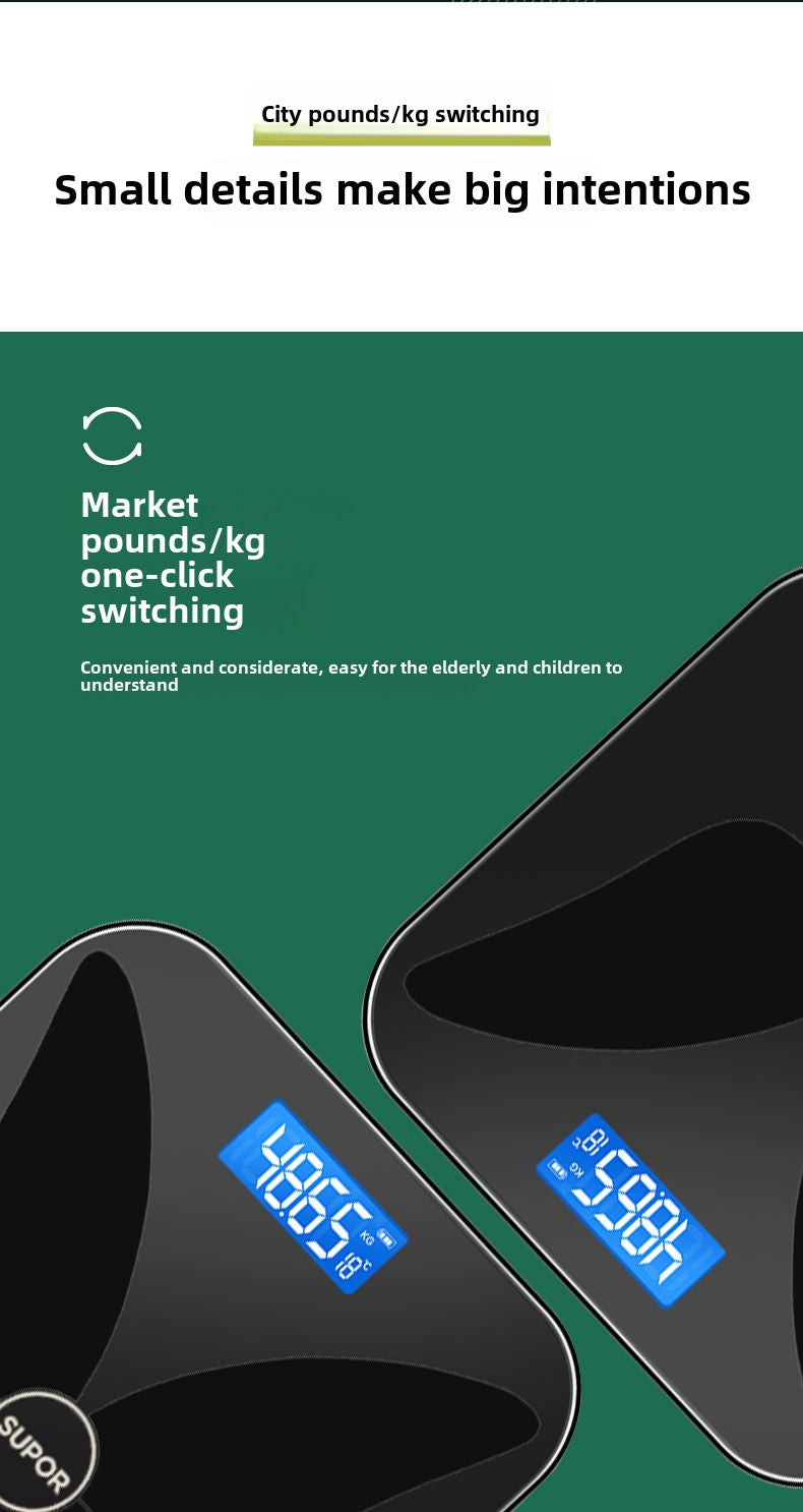 Supor Body Fat Scale Home High Precision Rechargeable Electronic Weight Scale Dormitory Weight Loss Dedicated Intelligence Body Scale