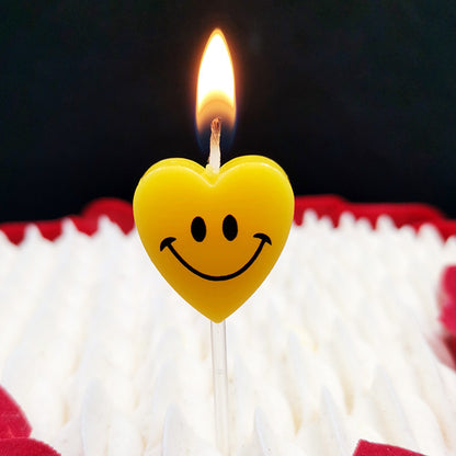 Direct Selling Children's Creative Heart-Shaped Smiling Face Birthday Candle Cake Decoration Full-Year Birthday Party Candle