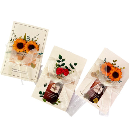 Dried Flower Greeting Card Artificial Flower Greeting Card Rose Greeting Card Gift with Birthday Gift for Girlfriend