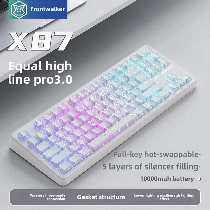 Forerunner X87Customized Mechanical Keyboard gasket Structure Side Carved Wireless Three-Mode Bluetooth Mahjong Sound HiFi