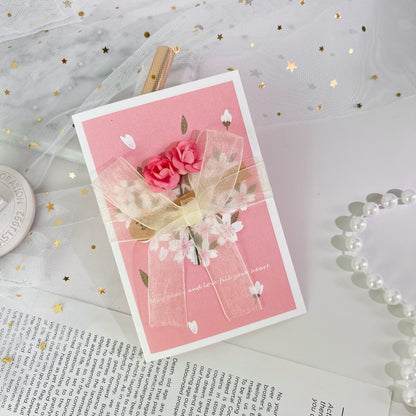 Dried Flower Greeting Card Artificial Flower Greeting Card Rose Greeting Card Gift with Birthday Gift for Girlfriend