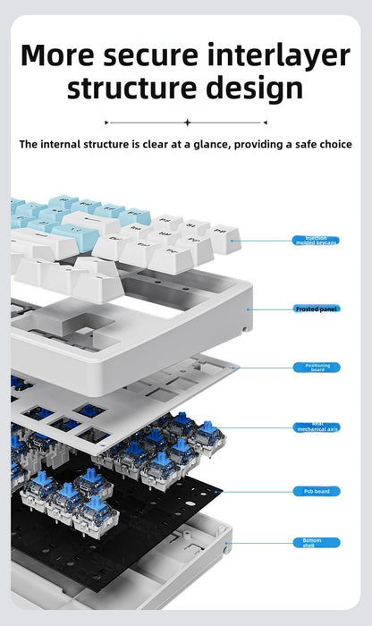 Pioneer Wireless Bluetooth Three-Model Mechanical Keyboard Keyclick Linear Action Computer E-Sports Gaming Office Keyboard Alternate Action Or Ergonamic