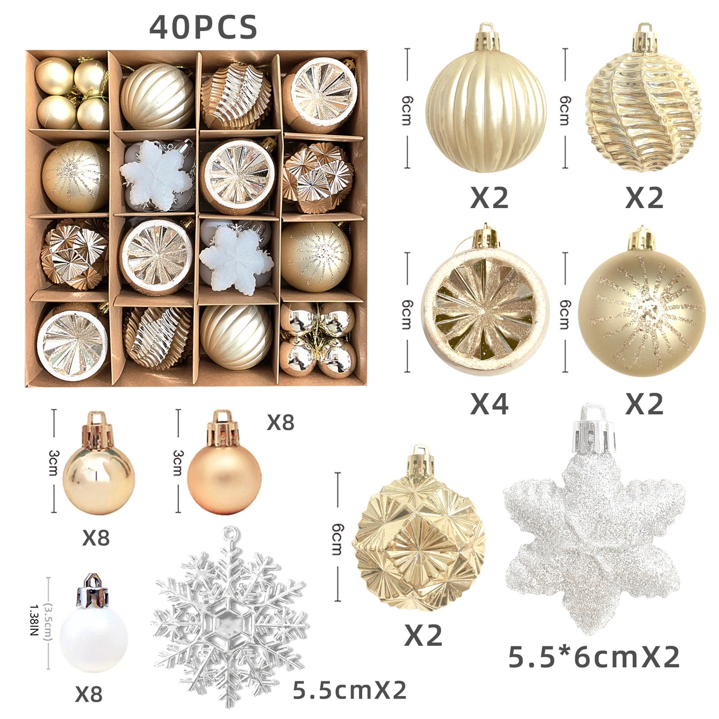 Christmas Decoration 6cm Electroplating Ball Plastic Ball Shaped Painted Christmas Ball Gift Christmas Tree Pendant