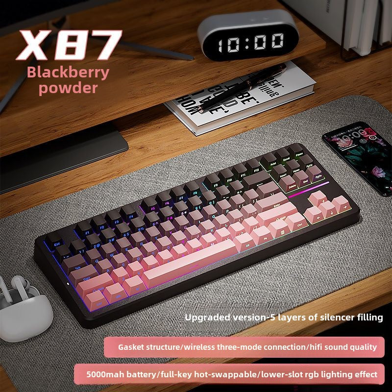 Forerunner X87Customized Mechanical Keyboard gasket Structure Side Carved Wireless Three-Mode Bluetooth Mahjong Sound HiFi