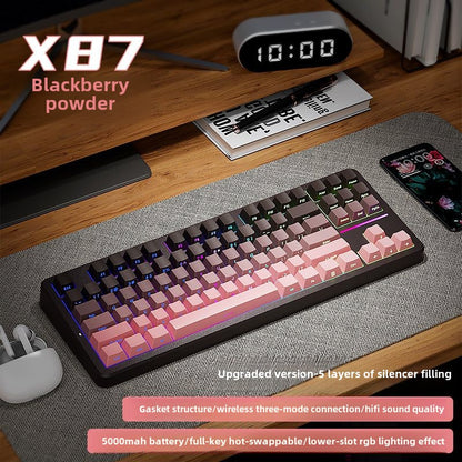 Forerunner X87Customized Mechanical Keyboard gasket Structure Side Carved Wireless Three-Mode Bluetooth Mahjong Sound HiFi