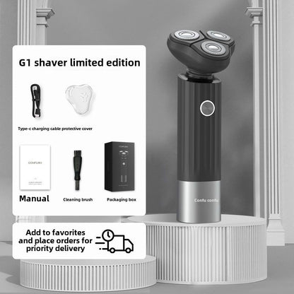 Kangfu Shaver Electric Rotary Type Fully Washable Shaver Magnetic Suction Cutter Head Lasting Endurance G1Gift Box