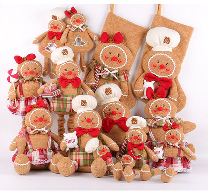 Christmas Gingerbread Man Doll Series Fabric Long Legs Window Decoration Christmas Christmas Tree Decoration Christmas Stockings Hanging Ornaments