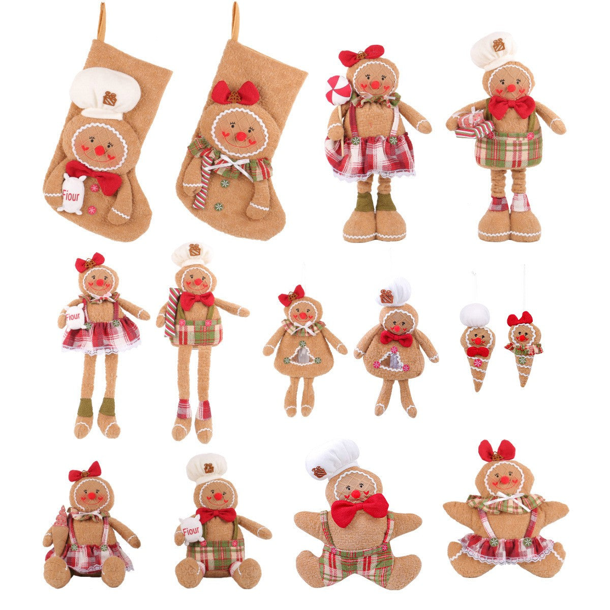 Christmas Gingerbread Man Doll Series Fabric Long Legs Window Decoration Christmas Christmas Tree Decoration Christmas Stockings Hanging Ornaments