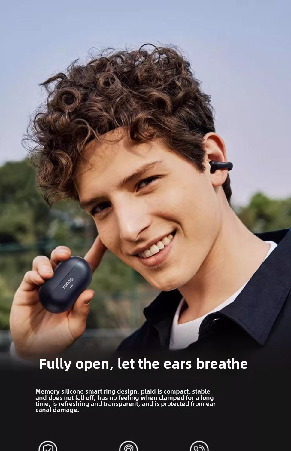 SANAG Sena Bluetooth Headset for Bone Conduction Does Not Enter Clip-on Really Painless Gas Sensor Long Endurance Comfortable Exercise